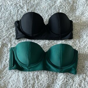 2 strapless swim tops!